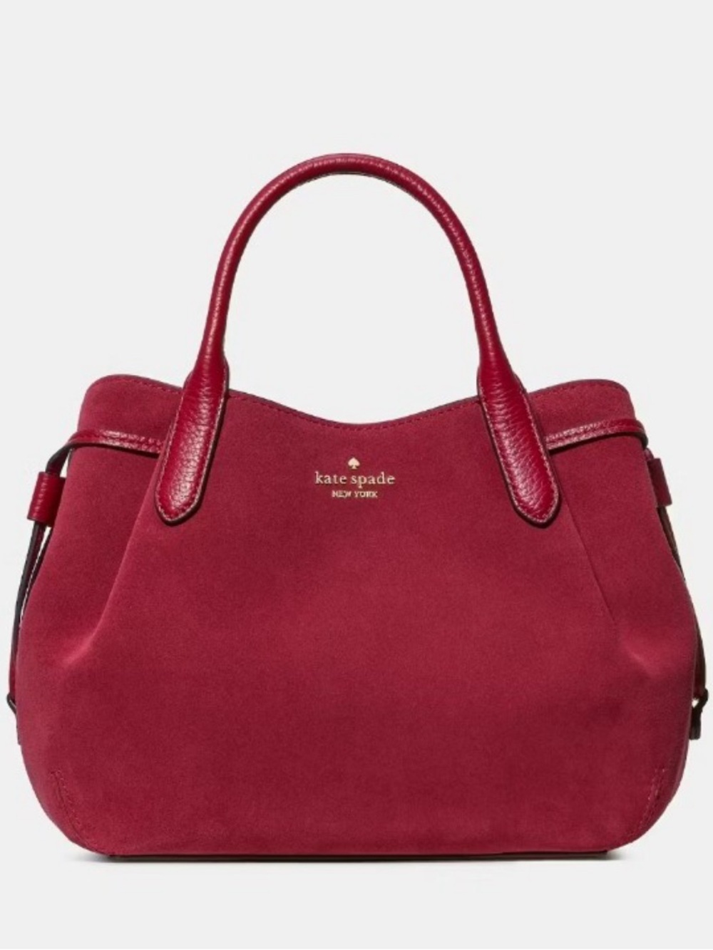 Kate Spade Small Dumpling Suede Satchel Handbag, Red Jam🌸